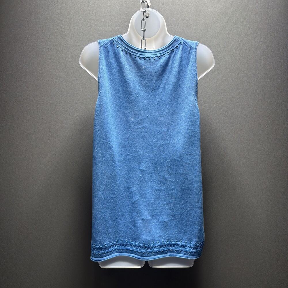 TOMMY BAHAMA 100% Linen Tie Neckline Sleeveless Embellished Top Size Large - Picture 5 of 10